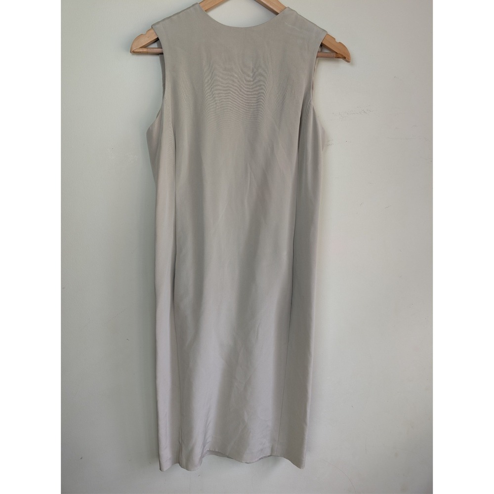 Emanuel Emanuel Ungaro Beige Sleeveless Shift Dress Round Neck Side Pockets